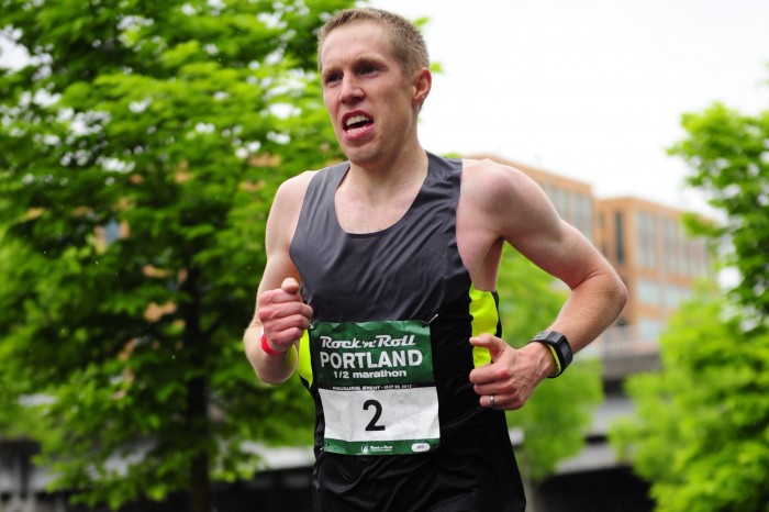 Ryan Bak running in the Portland Rock'n'Roll Half Marathon