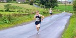 Penistone 10K Road Race - Aidan Johnson of Rotherham Harriers leads after 2 kilometres, followed by Andy Swift of Penistone Footpath Runenrs & AC at Castle Dam.